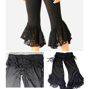 Bellydance Lace Bell Bottom Pants – Boho Festival Capri Leggings Small